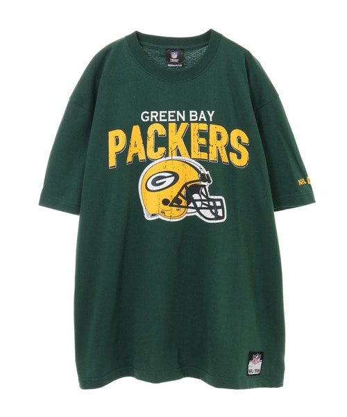 NFL クラックプリントTシャツ（GB PACKERS/パッカーズ） GREEN(グリーン）