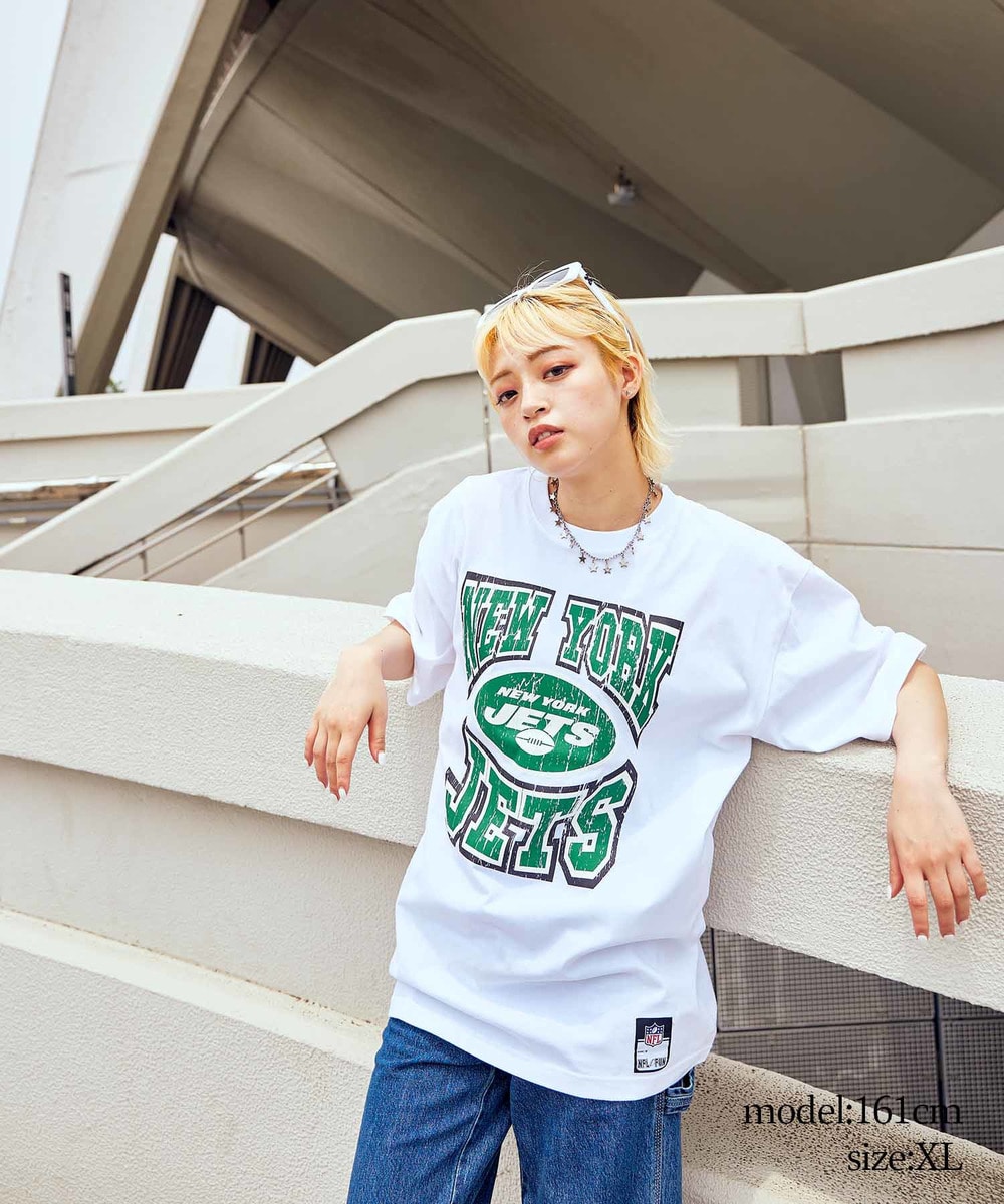 NFL クラックプリントTシャツ （NYJ JETS/ジェッツ） WHITE(ホワイト