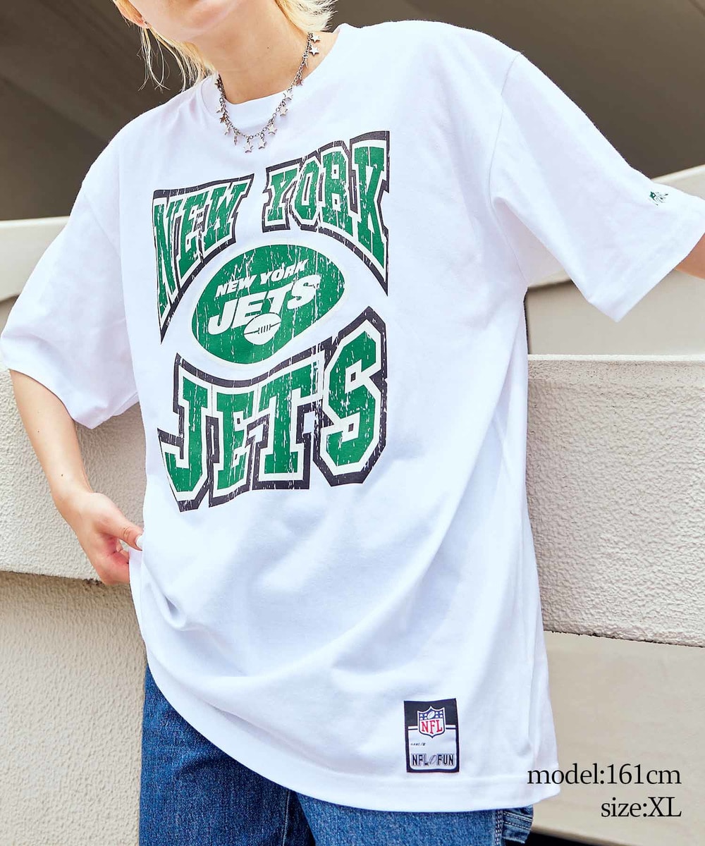 NFL クラックプリントTシャツ （NYJ JETS/ジェッツ） WHITE(ホワイト