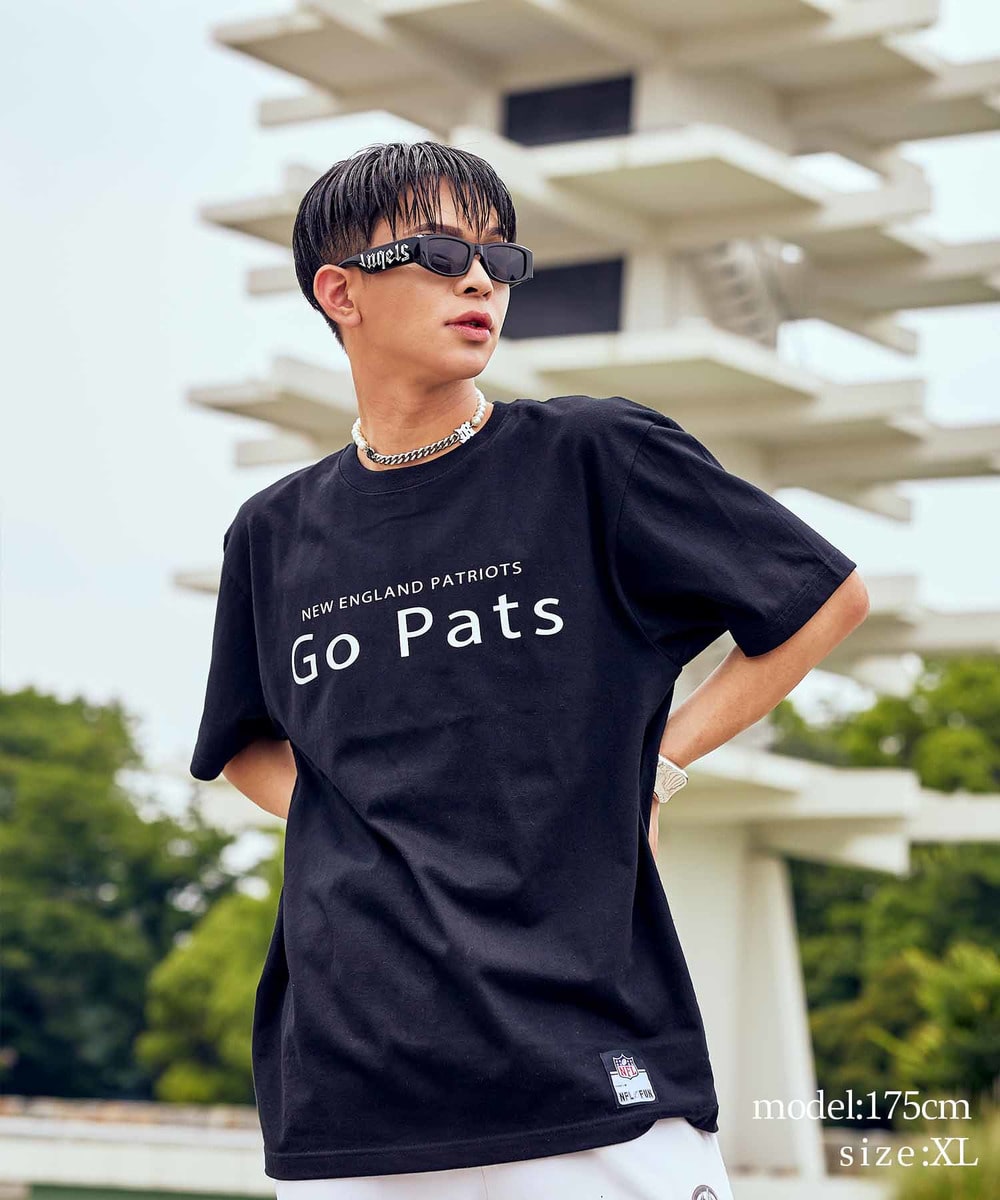 NFL プリントTシャツ スローガン（NE PATRIOTS/ペイトリオッツ） 【GO PATS】 詳細画像 BLACK 8