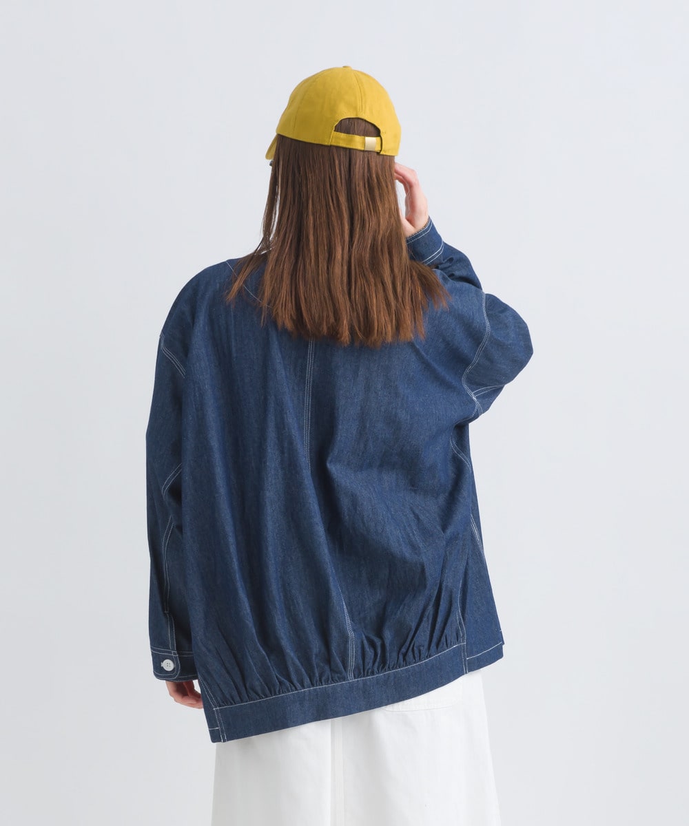 5.5OZデニム　Vネックワークシャツ 詳細画像 NAVYDENIM 3