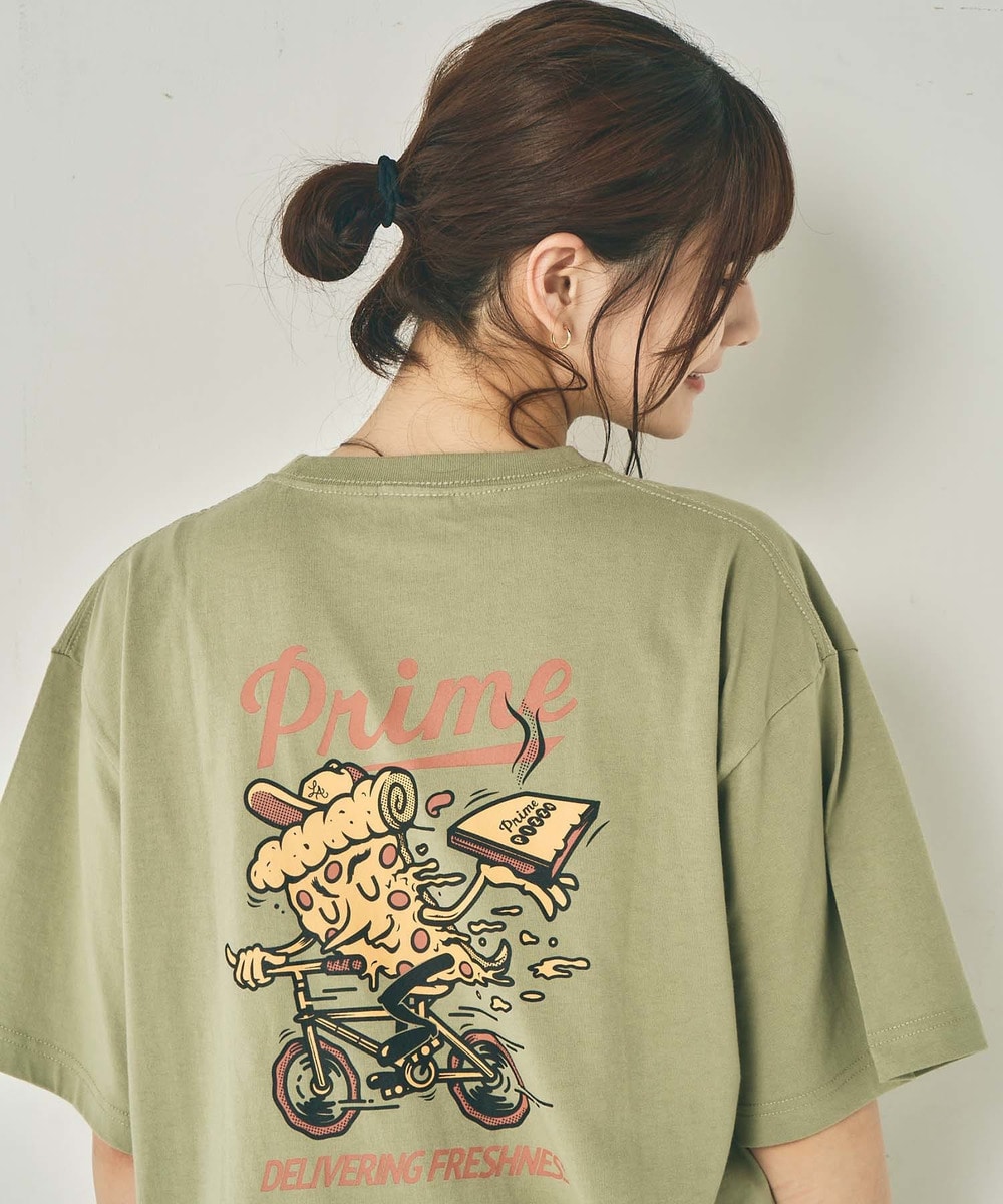 【 Prime Pizza×URBAMENT】バックグラフィックPizzaプリントワイドTシャツ 詳細画像