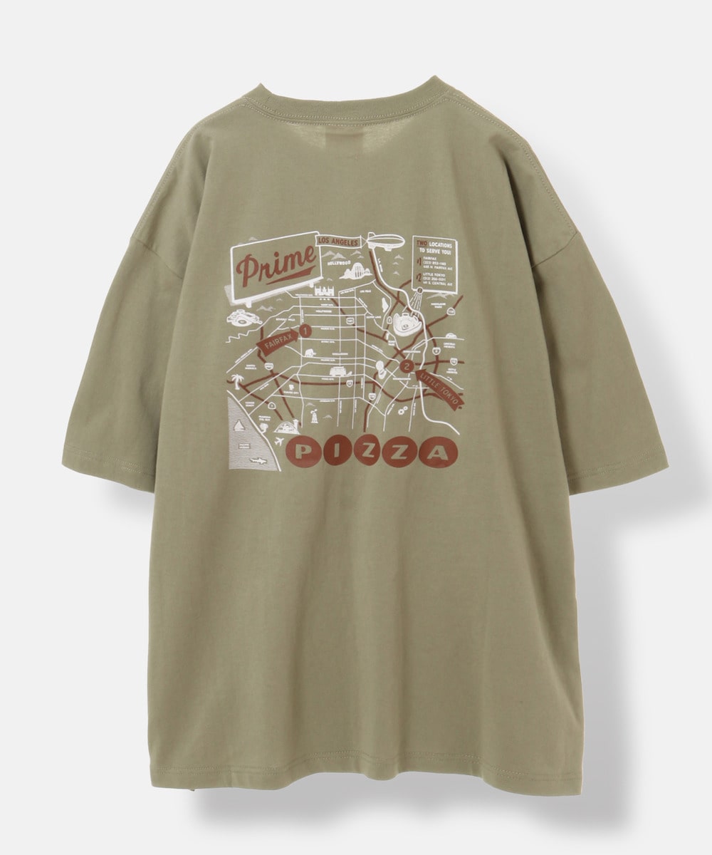  【Prime Pizza×URBAMENT】グラフィックマップワイドTシャツ 詳細画像 L.KHAKI 2