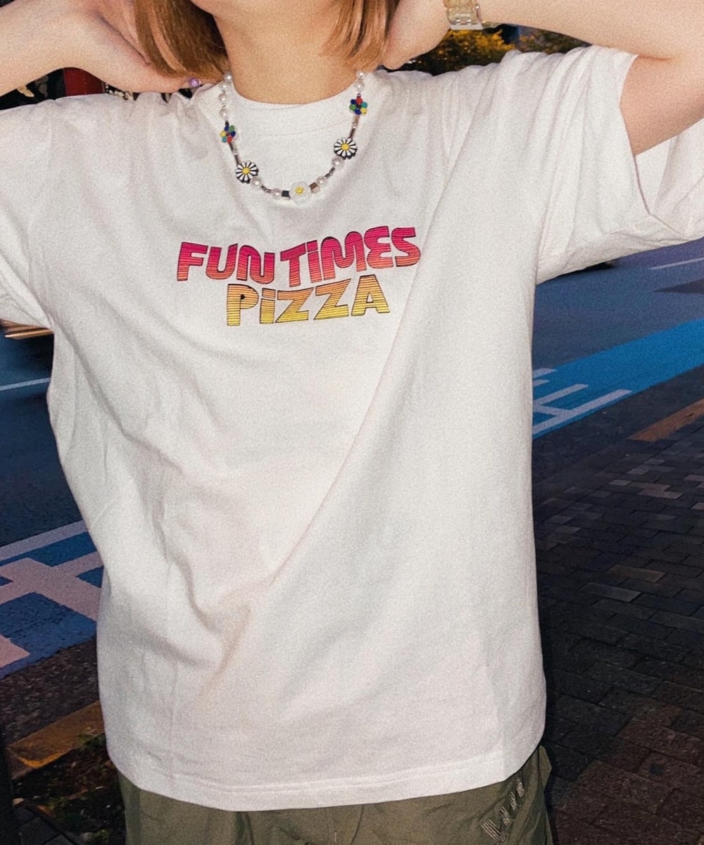 【Prime Pizza ×URBAMENT】FUN TIMES PIZZAグラフィックワイドTシャツ 詳細画像 オフ 1
