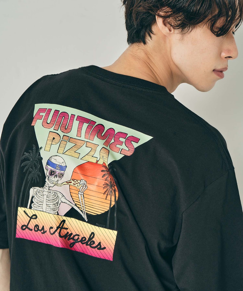 【Prime Pizza ×URBAMENT】FUN TIMES PIZZAグラフィックワイドTシャツ 詳細画像 BLACK 1