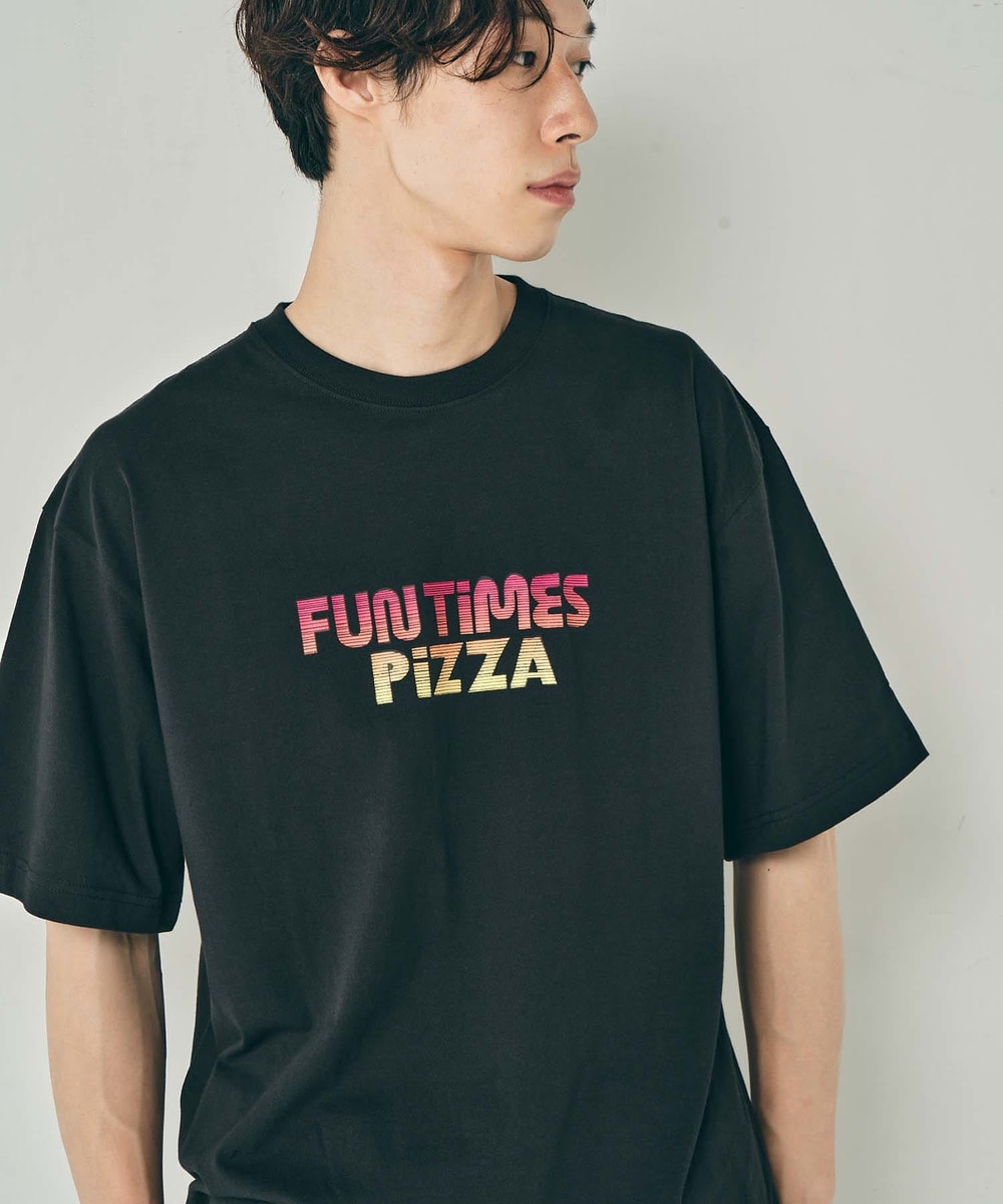 【Prime Pizza ×URBAMENT】FUN TIMES PIZZAグラフィックワイドTシャツ 詳細画像 BLACK 2