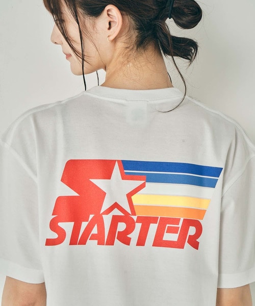 STARTER レトロレイボー柄Tシャツ
